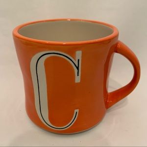 Anthropologie Cup Mug "C” Orange